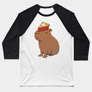 Capybara with Cherry Pie on its head Baseball T-Shirt